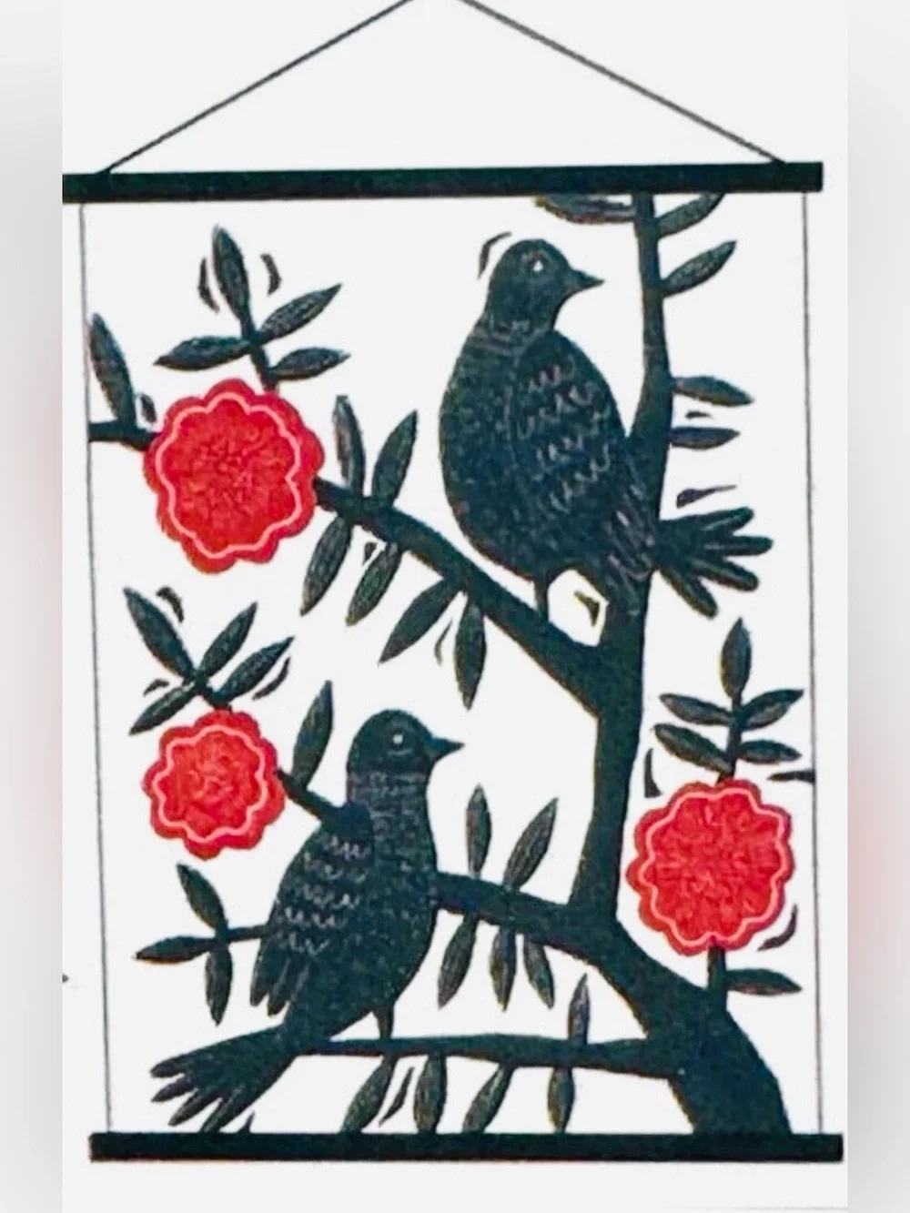 IKEA Wall Hanging Art bird flowers poppy roses nature apartment door dorm decor
